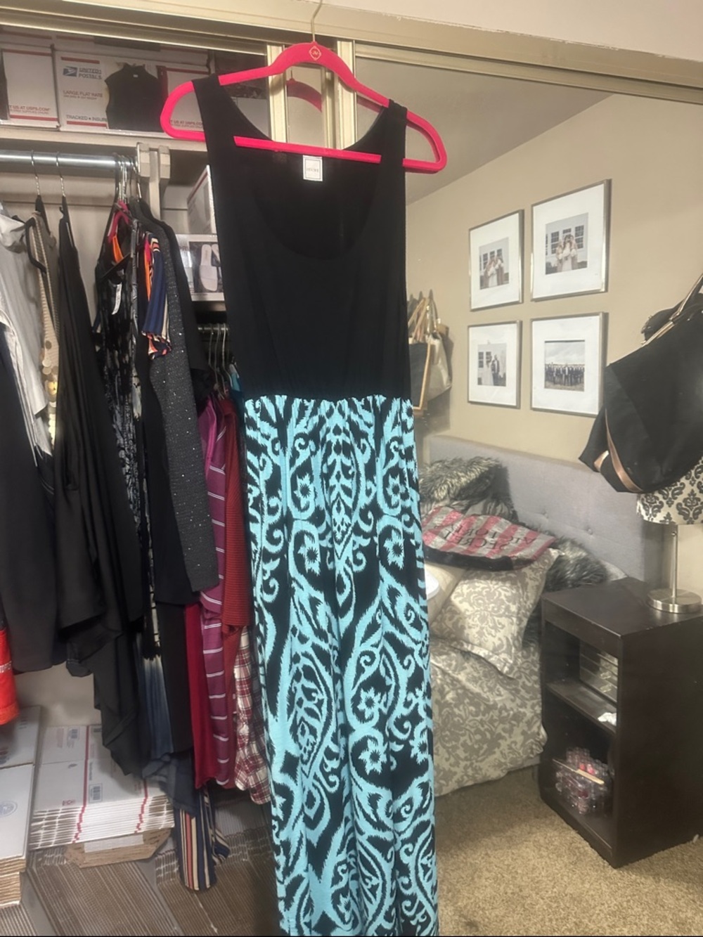 Herschel Supply Company Black and Turquoise Sleeveless Maxi Dress